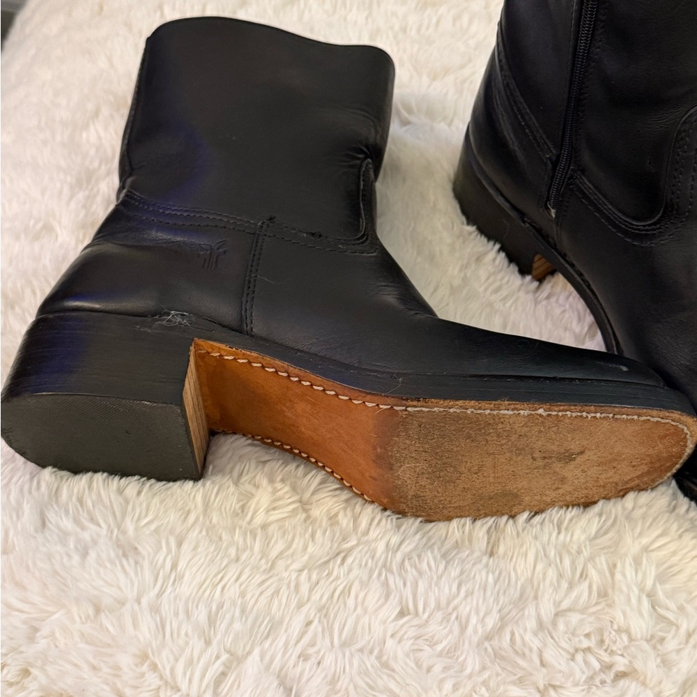 Vintage FRYE Black Label Leather Campus Short Inside-Zip Boots - Women’s 9.5 M
